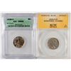 Image 1 : 1938-D ICG MS-66, & 29-S ANACS AU-50 SCRATCHED, CLEANED BUFFALO NICKELS