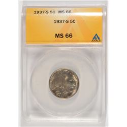 1937-S BUFFALO NICKEL ANACS MS-66