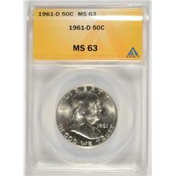 1961-D FRANKLIN HALF ANACS MS-63