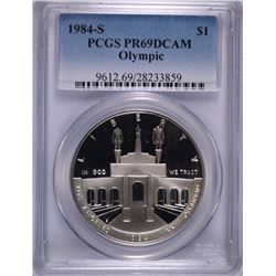 1984-S PROOF OLYMPIC COMMEN DOLLAR PCGS PR-69 DCAM