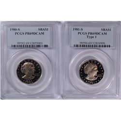 1980-S & 1981-S I SUSAN B ANTHONY PROOF DOLLAR'S PCGS PR-69'S DCAM