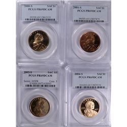 (4) SLABBED PROOF SACAGEWEA DOLLAR'S (00-S, 01-S, 02-S, 04-S) PCGS PR-69'S DCAM