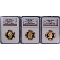 (3) SLABBED PROOF PRESIDENTAL DOLLAR'S (G. WASHINGTON, J. ADAMS, T. JEFFERSON) N