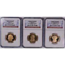 (3) SLABBED PROOF PRESIDENTAL DOLLAR'S (J. MADISON, A. JACKSON, M. VAN BUREN) NG