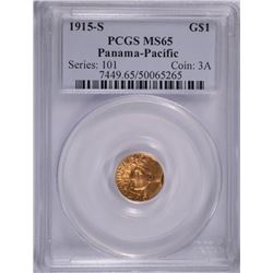 1915-S $1 GOLD COMMEN (PANAMA-PACIFIC) PCGS MS-65