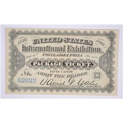 1876 US INTERNATIONAL EXHIBITION (NO OVERPRINT, BLUE SERIAL #) CH CU