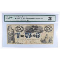 1857 $2 STATE OF INDIANA NOTE (GOSPORT, IN) PMG 20