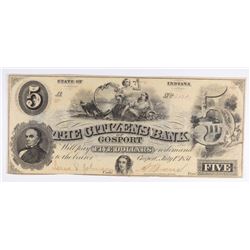 1857 $5 CITIZENS BANK OF GOSPORT, IN