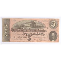 1864 $5 CONFEDERATE STATES OF AMERICA