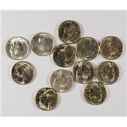 ( 12 ) GEM BU SILVER WAR NICKELS, MISC. DATES