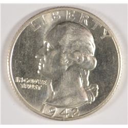 1942-S WASHINGTON QUARTER, MS-64