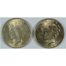 (2) 1922 PEACE SILVER DOLLAR, BOTH AU/BU