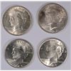 Image 1 : LOT OF ( 4 ) CHOICE BU PEACE SILVER DOLLARS: 1922, 1923 AND ( 2 ) 1924
