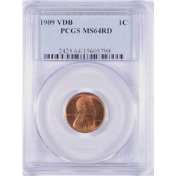 1909-VDB LINCOLN CENT, PCGS MS-64  RED!