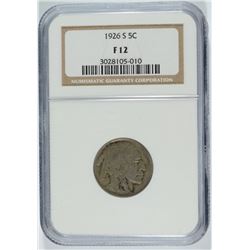 1926-S BUFFALO NICKEL, NGC FINE-12
