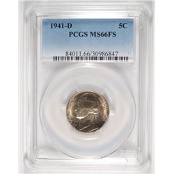 1941-D JEFFERSON NICKEL, PCGS MS-66 FULL STEPS