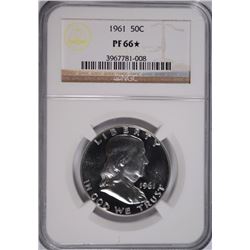 1961 FRANKLIN HALF DOLLAR, NGC PROOF-66 STAR!!!  SUPERB