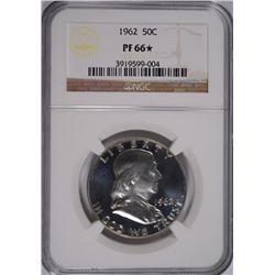 1962 FRANKLIN HALF DOLLAR, NGC PROOF-66 STAR!!!  SUPERB