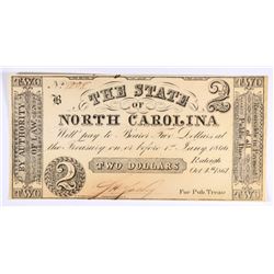 1861 $2 STATE OF NORTH CAROLINA NOTE