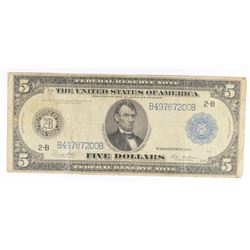 1914 $5 FEDERAL RESERVE NOTE F/VF