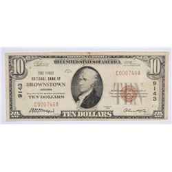 1929 $10 NATIONAL BROWNSTOWN, IN #9143