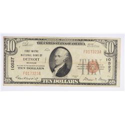 1929 $10 NATIONAL DETROIT, MI #10527