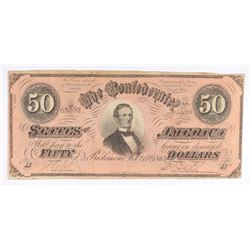 1864 $50 CONFEDERATE STATES OF AMERICA