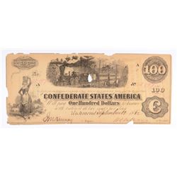 1862 $100 CONFEDERATE STATES OF AMERICA