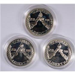 ( 3 ) 1988 OLYMPICS Pf. SILVER DOLLARS IN INNER VELVET BOXES