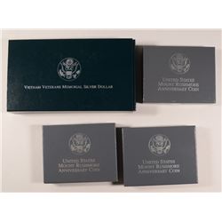 COMMEMORATIVES BOX/COA: 3-1991 MT RUSHMORE PROOF HALF DOLLAR;