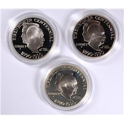 ( 3 ) 1990 EISENHOWER PROOF COMMEM DOLLARS IN ORIG BOXES/COA
