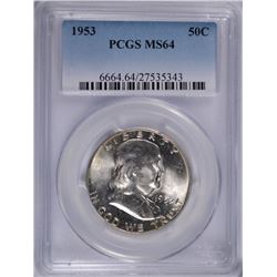 1953 FRANKLIN HALF DOLLAR, PCGS MS-64