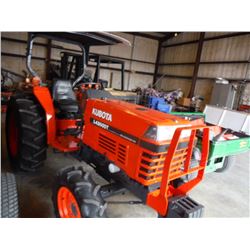 2003 KUBOTA L4300D MFWD FARM TRACTOR, S/N 54092, 3 PTH, PTO, DRAW BAR, TOP LINK,CANOPY, 14.9-24 REAR