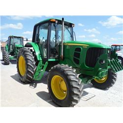 2012 JOHN DEERE 7230 MFWD FARM TRACTOR, S/N 722464, 3 PTH, PTO, DRAW BAR, TOP LINK, 3 HYD REMOTES, E
