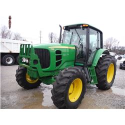 2010 JOHN DEERE 7130 MFWD FARM TRACTOR, S/N 628624, 3 PTH, PTO, DRAW BAR, TOP LINK, 3 HYD REMOTES, E