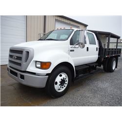 2004 FORD F650 CREW CAB S/A FLATBED DUMP, S/N 3FRWW65F14V693847, 5.9L CUMMINS DIESEL ENGINE, A/T, 12