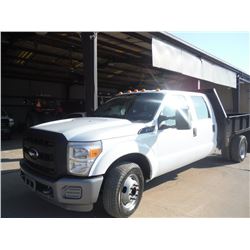2011 FORD F350 CREW CAB FLATBED, S/N 1FD8W3G60BEA63775, V8 GAS, A/T,8'-6" FLATBED BODY W/SIDES AND T