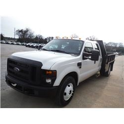 2010 FORD F350 CREW CAB FLATBED, S/N 1FDWW3GY0AEA18178, V10 GAS, A/T, 8'-6" STEEL FLATBED BODY W/SID
