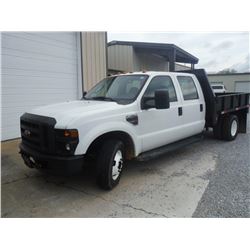 2009 FORD F350 CREW CAB FLATBED, S/N 1FDWW36R39EB04705, 6.4L DIESEL ENGINE, A/T, 8'-6" FLATBED BODY 