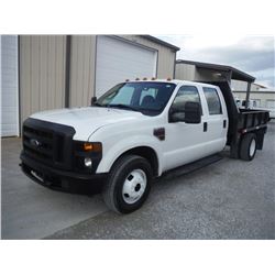 2009 FORD F350 CREW CAB FLATBED, S/N 1FDWW36R69EA63695, 6.4L DIESEL ENGINE, A/T, 8'-6" STEEL FLATBED