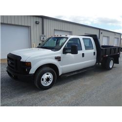 2009 FORD F350 CREW CAB FLATBED, S/N 1FDWW36R69EA63700, 6.4L DIESEL ENGINE, A/T, 8'-6" STEEL FLATBED