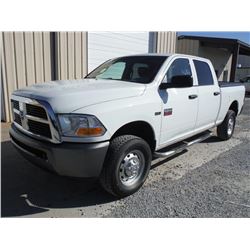 2011 DODGE RAM 2500 CREW CAB 4X4 PICKUP TRUCK, S/N 3D7TT2CT9BG615205, V8 GAS, A/T, BED COVER, ODOMET