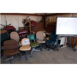MISC CHAIRS, TABLES, ELECTRONIC WHITE BOARD