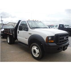 2007 FORD F450 FLATBED, S/N 1FDXF46P27EA13706, 6.0L DIESEL, A/T, 9' FLATBED BODY W/SIDES AND TAILGAT
