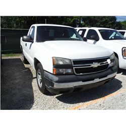 2006 CHEVROLET SILVERADO PICKUP TRUCK, S/N 1GCEC14ZX6Z283264, V8 GAS, A/T, ODOMETER READING 139,326 