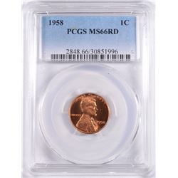 1958 Lincoln Cent PCGS MS66 RED