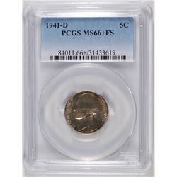 1941-D JEFFERSON NICKEL, PCGS MS-66+FS  TOUGH!