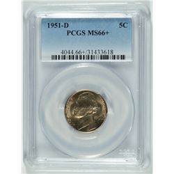 1951-D JEFFERSON NICKEL, PCGS MS-66+
