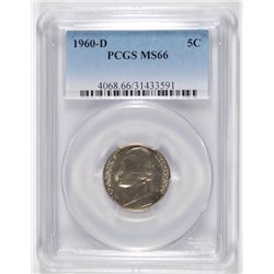 1960-D JEFFERSON NICKEL, PCGS MS-66 RARE!! PCGS PRICE GUIDE $265.00