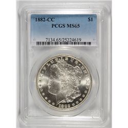 1882-CC MORGAN SILVER DOLLAR, PCGS MS-65 BLAST WHITE!